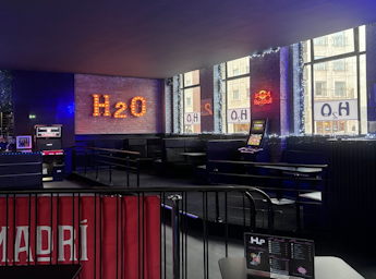 A picture inside the bar H2O. 