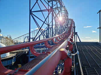 Picture of the track of the Big One rollercoaster.