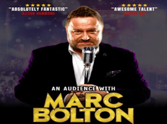 A picture of Marc Bolton singing.