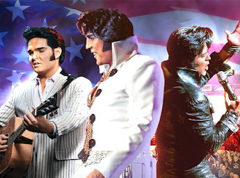 A picture of three Elvis Presley tributes.
